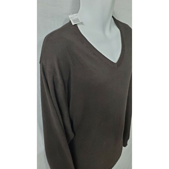 Izod Brown V neck Cotton Sweater Size 4XL Long Sleeve 100% Cotton - Picture 4 of 9